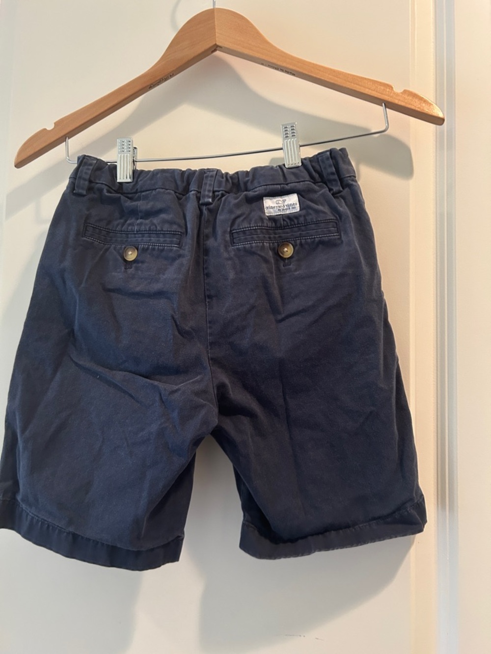 Vineyard Vines kids Classic Navy Cotton ZipUp Shorts elastic waistband size 10